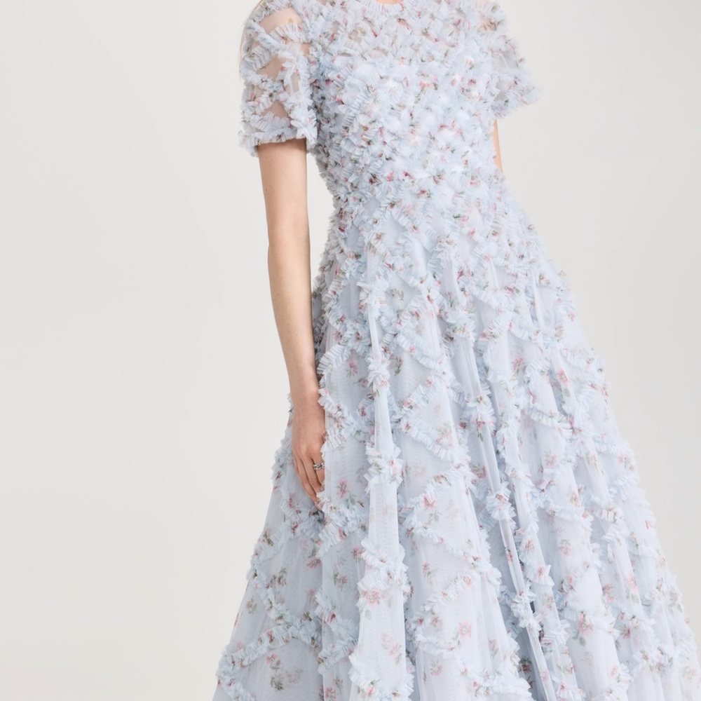 Light blue Needle & Thread Scatter Ditsy Evelyn Backless Gown - Picture 3 of 6